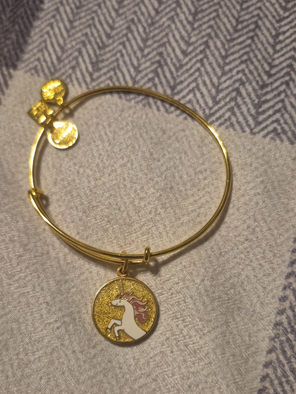 Alex and Ani Gold Unicorn Disc Bangle with Pink Mane